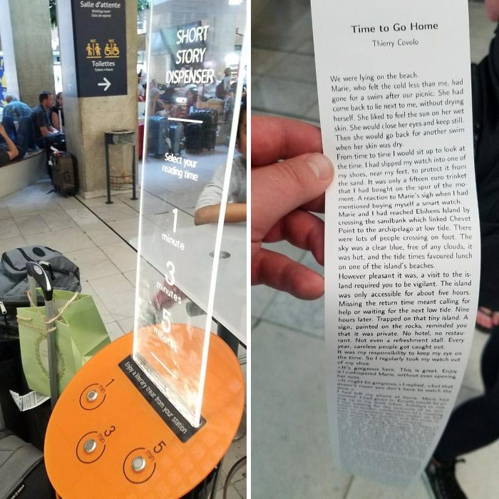 В этом аэропорту есть аппарат, который бесплатно печатает короткие истории, чтобы скоротать время во время ожидания рейса