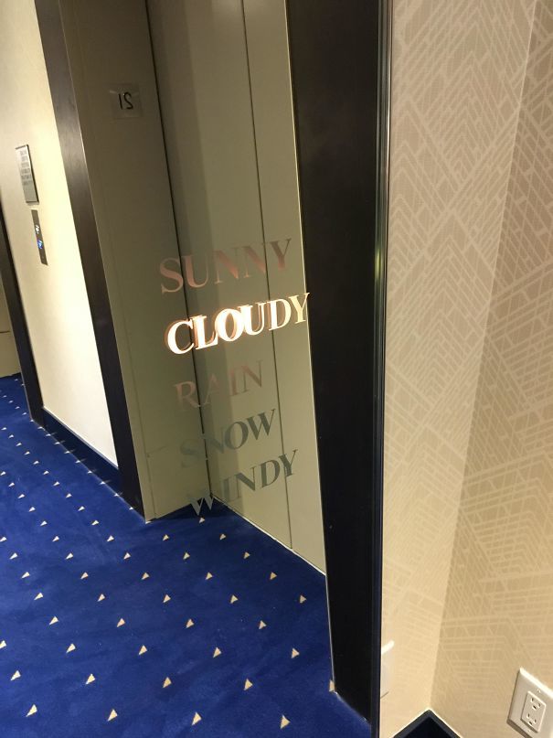 21. В этом отеле зеркало в лифте сообщает текущую погоду на улице