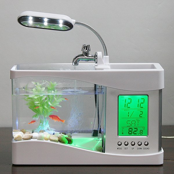 1. Настольный аквариум с таймером, календарём, часами и светодиодной лампой