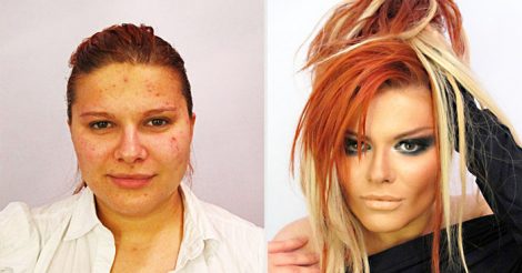 до и после макияжа