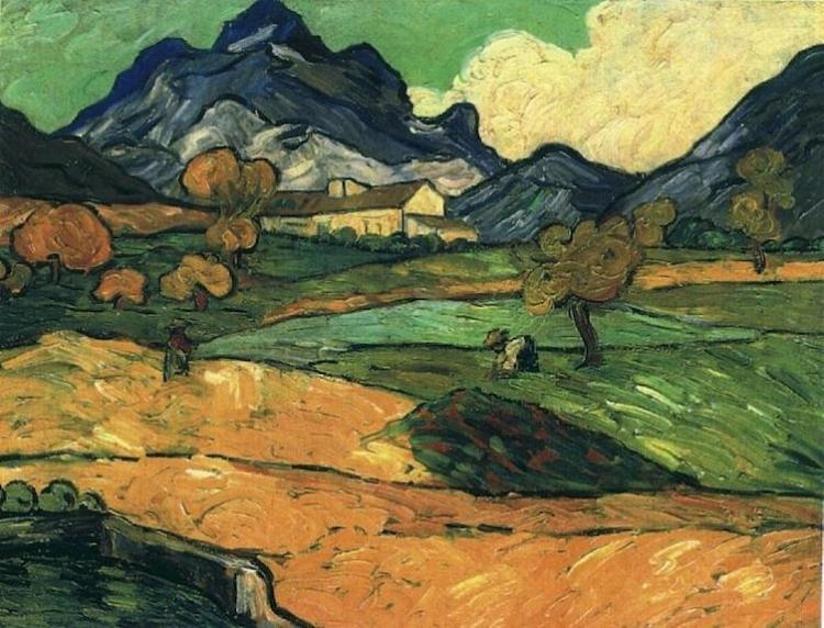 Ван Гог «Горный пейзаж с огороженным лугом»