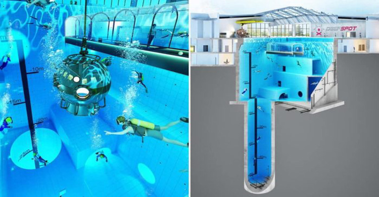 Самый глубокий бассейн: тут можно понырять и походить сухим