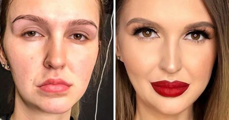 до и после макияжа