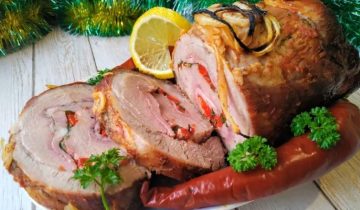 Праздничный мясной рулет